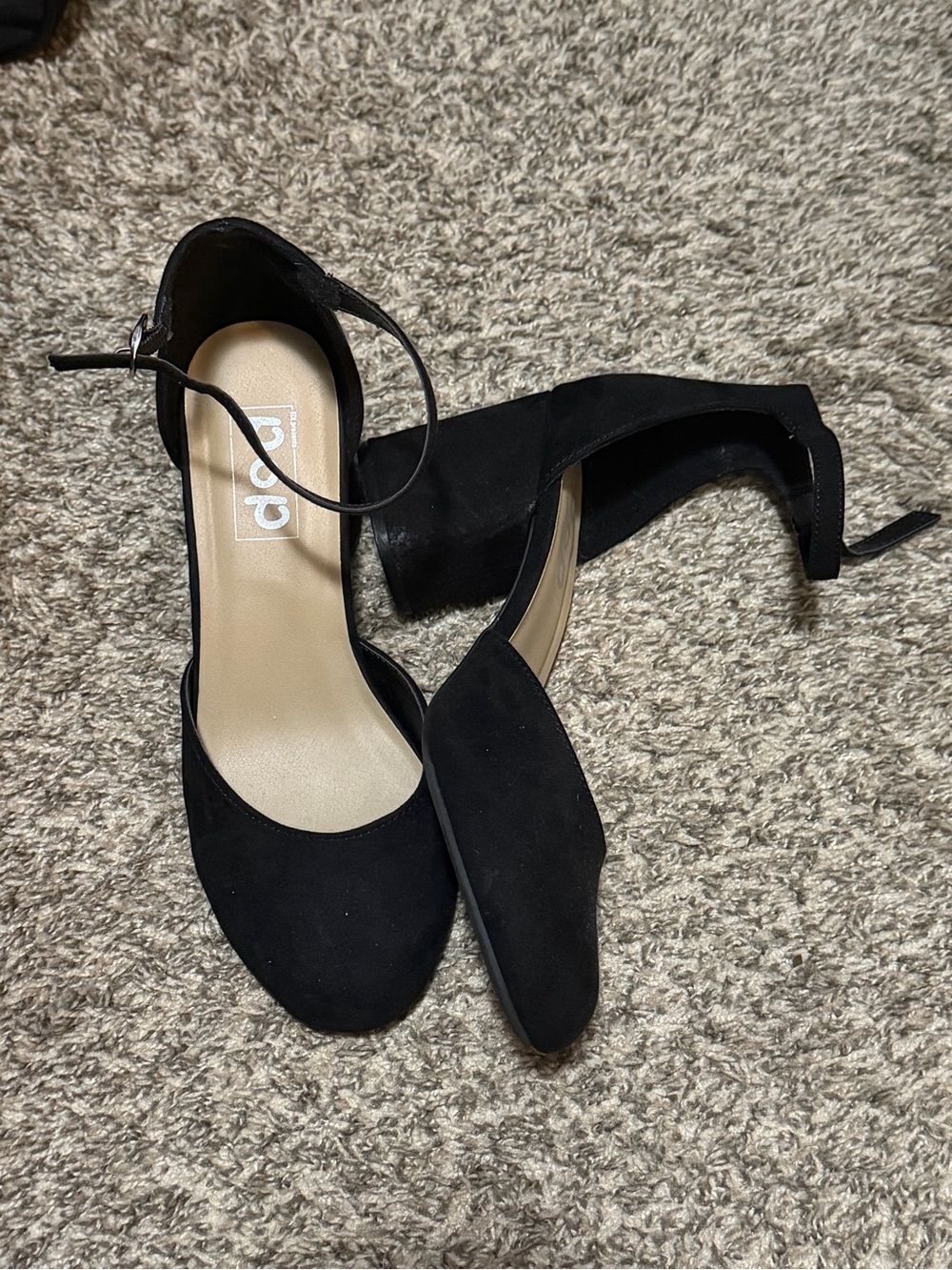 Women’s Black Closed Toe Block Heels Ankle Strap Shoes